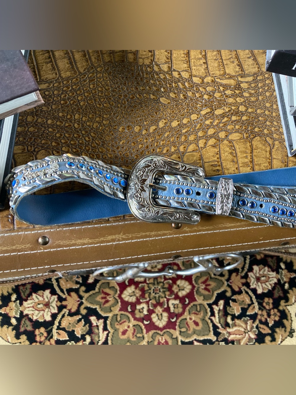 Kippy's Blue Embellished Western Belt